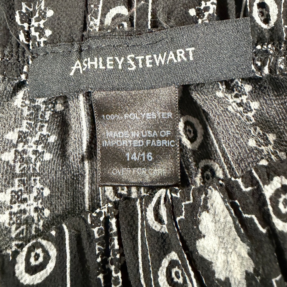 Ashley Stewart Black White Geometric Tribal Wide Leg Palazzo Pants Plus 14/16 - Picture 4 of 11